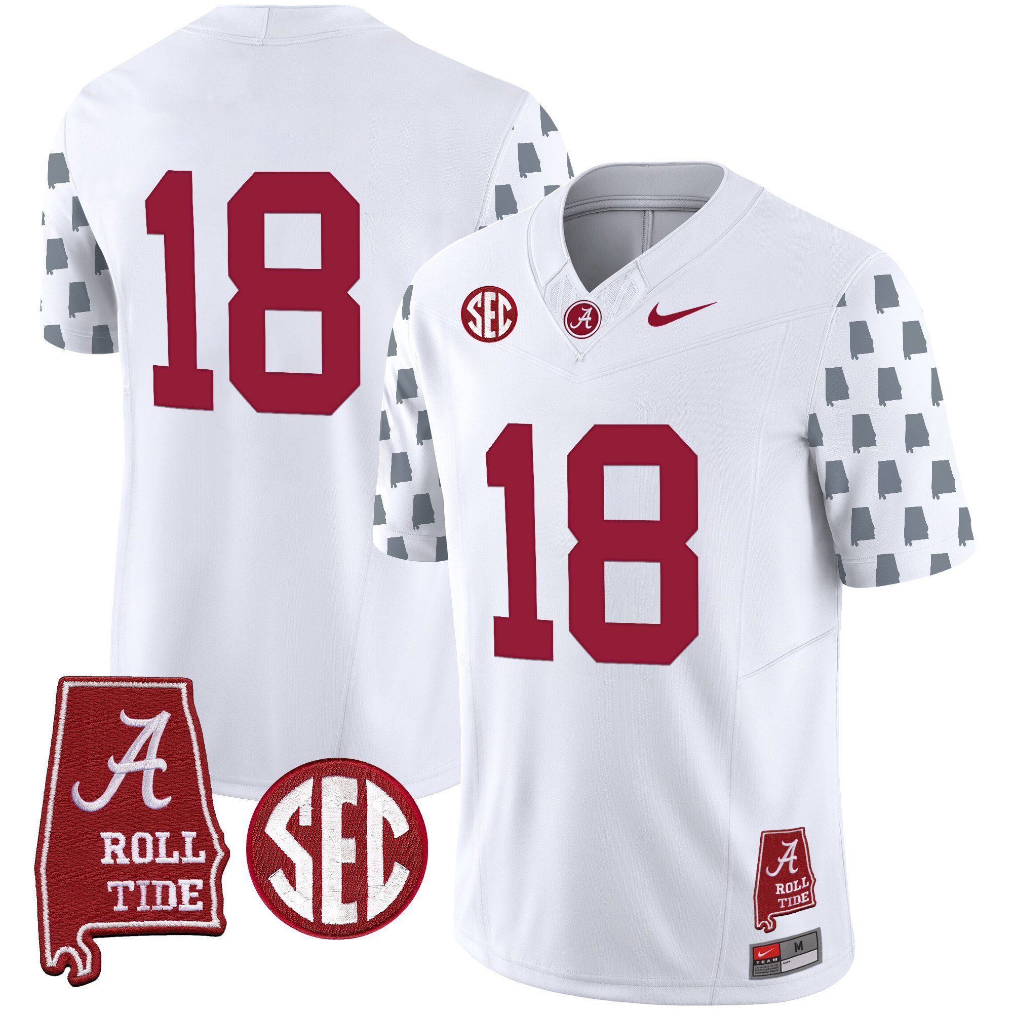 Men Alabama Crimson Tide #18 No Name White Vapor Limited 2024 Nike NCAA Jersey